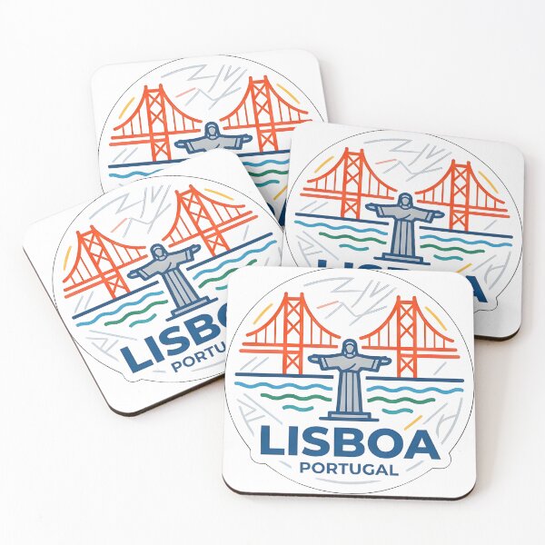 Item preview, Lisbon Minimalist Line Art Travel Badge and Bridge Illustration designed and sold by Paulocdias.