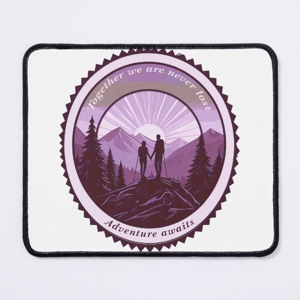 Item preview, Together we are never lost couple hiking badge purple twilight print designed and sold by icemanphotos.