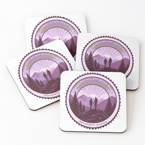 Item preview, Together we are never lost couple hiking badge purple twilight print designed and sold by icemanphotos.