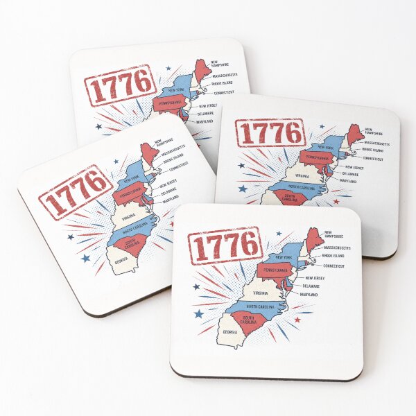 Item preview, 1776 Original Thirteen Colonies Map Patriotic History Tee designed and sold by Fanverse Merchandise.