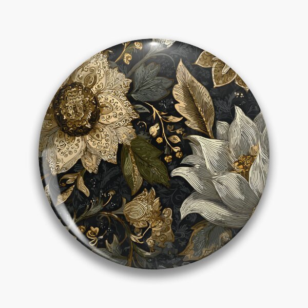 Item preview, Gold Black Blooming Meadow Wildflowers Floral Pattern designed and sold by GrinGalore.