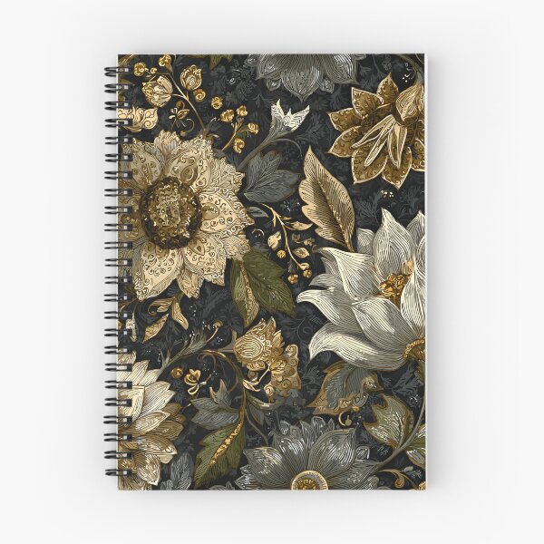 Item preview, Gold Black Blooming Meadow Wildflowers Floral Pattern designed and sold by GrinGalore.
