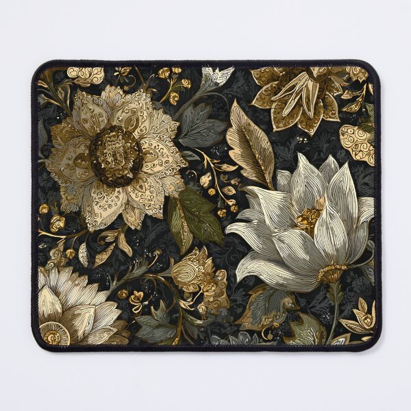 Item preview, Gold Black Blooming Meadow Wildflowers Floral Pattern designed and sold by GrinGalore.