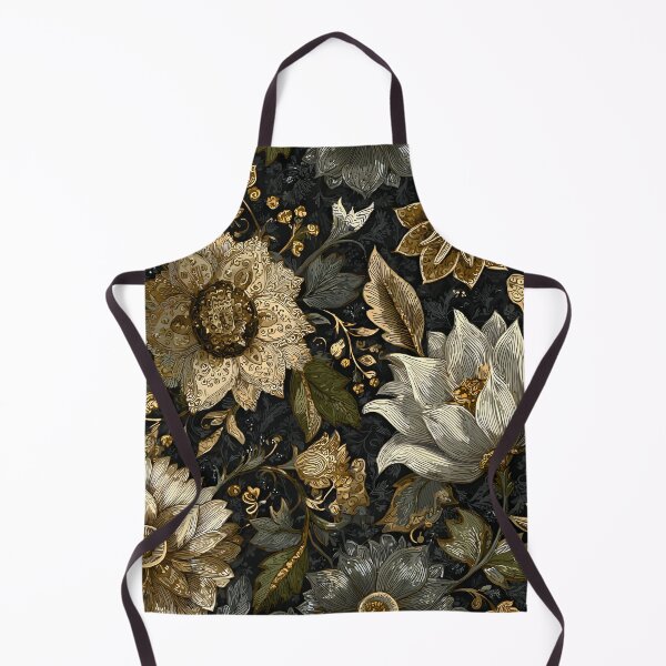 Item preview, Gold Black Blooming Meadow Wildflowers Floral Pattern designed and sold by GrinGalore.