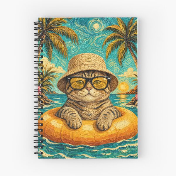 Item preview, Cool Tabby Cat Summer Beach Vacation Art - Cat Floating in Ocean designed and sold by merchxwear.