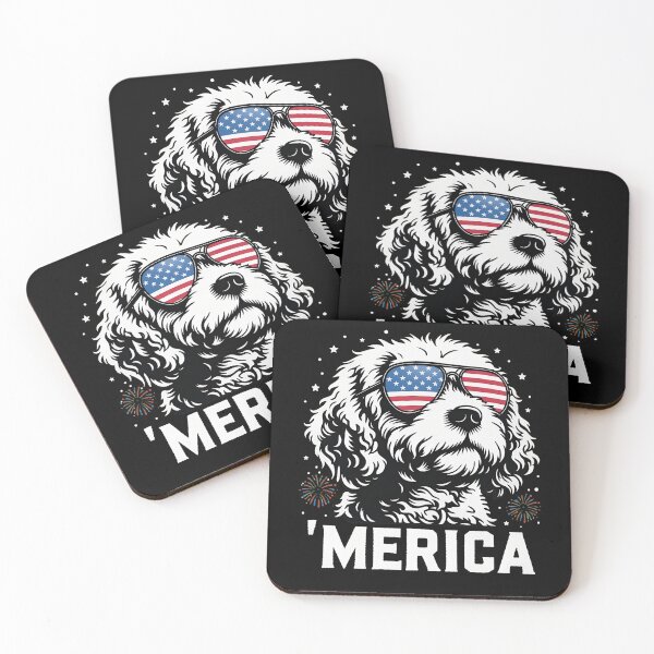 Item preview, 'MERICA Dog with Flag Sunglasses Holiday designed and sold by SoyLamderma.