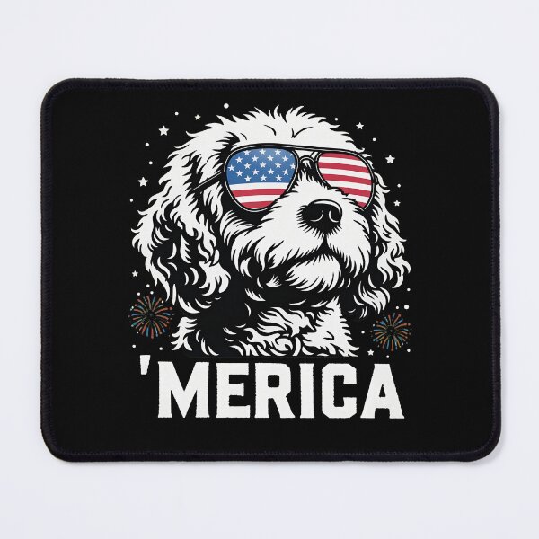 Item preview, 'MERICA Dog with Flag Sunglasses Holiday designed and sold by SoyLamderma.