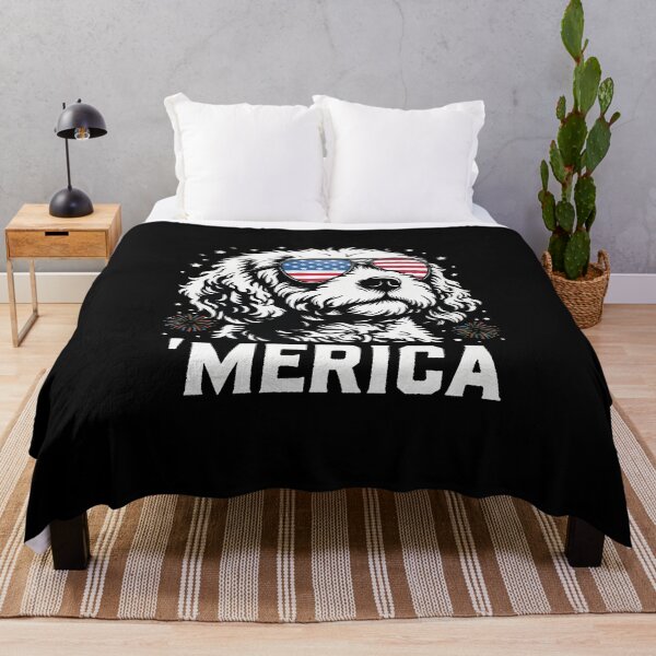 Item preview, 'MERICA Dog with Flag Sunglasses Holiday designed and sold by SoyLamderma.