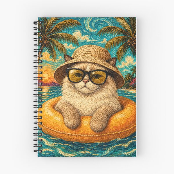 Item preview, Relaxed Ragdoll Cat Summer Beach Vacation Art - Cat Floating in Ocean designed and sold by merchxwear.