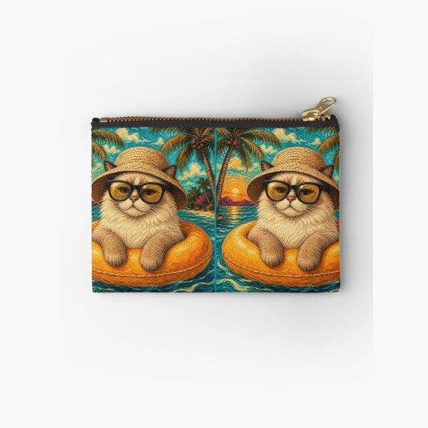 Item preview, Relaxed Ragdoll Cat Summer Beach Vacation Art - Cat Floating in Ocean designed and sold by merchxwear.