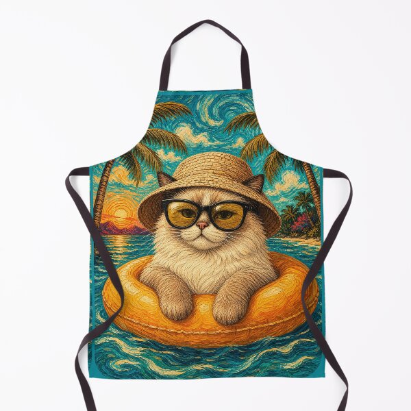 Item preview, Relaxed Ragdoll Cat Summer Beach Vacation Art - Cat Floating in Ocean designed and sold by merchxwear.