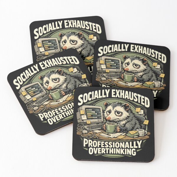 Item preview, Socially Exhausted Professionally Overthinking Opossum Retro Streetwear Shirt designed and sold by builtforyou.