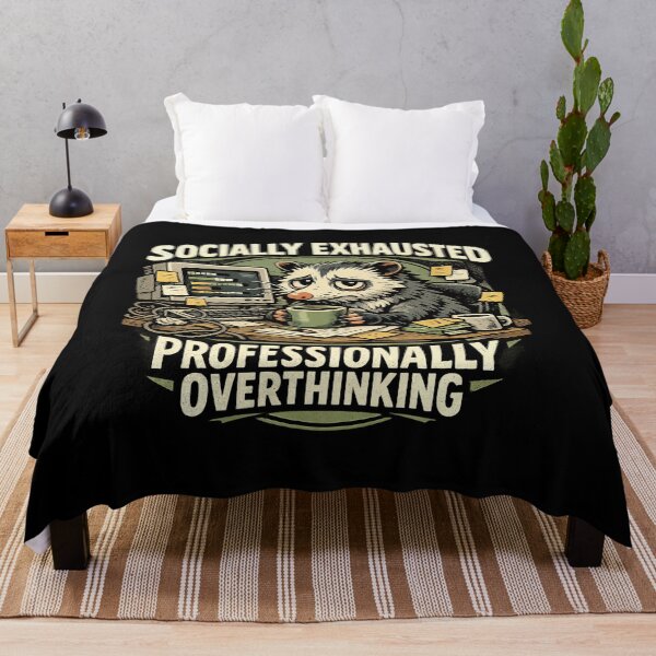 Item preview, Socially Exhausted Professionally Overthinking Opossum Retro Streetwear Shirt designed and sold by builtforyou.