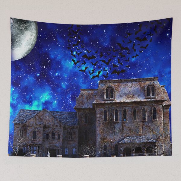 Item preview, spooky haunted mansion night–swarm of bats gothic art  designed and sold by FahdSpaceArt.