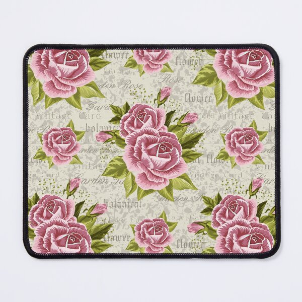 Item preview, Vintage Shabby Chic Pink Roses - Seamless Botanical Script Pattern designed and sold by FlatInkStudio.