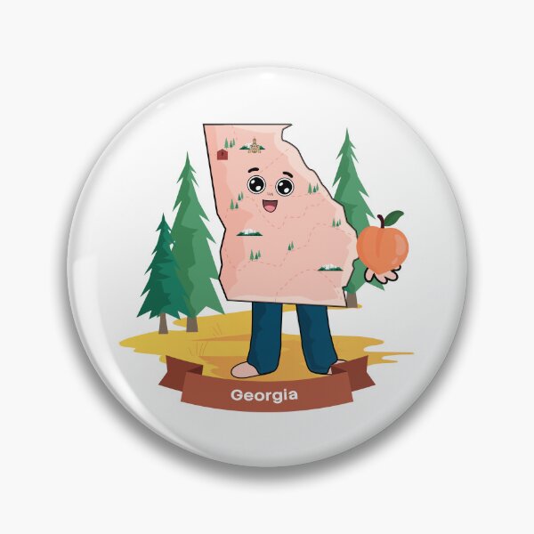 Item preview, Cute Georgia Map Character - Kawaii Peach State Nature Art designed and sold by Travel.Art.