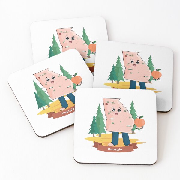 Item preview, Cute Georgia Map Character - Kawaii Peach State Nature Art designed and sold by Travel.Art.