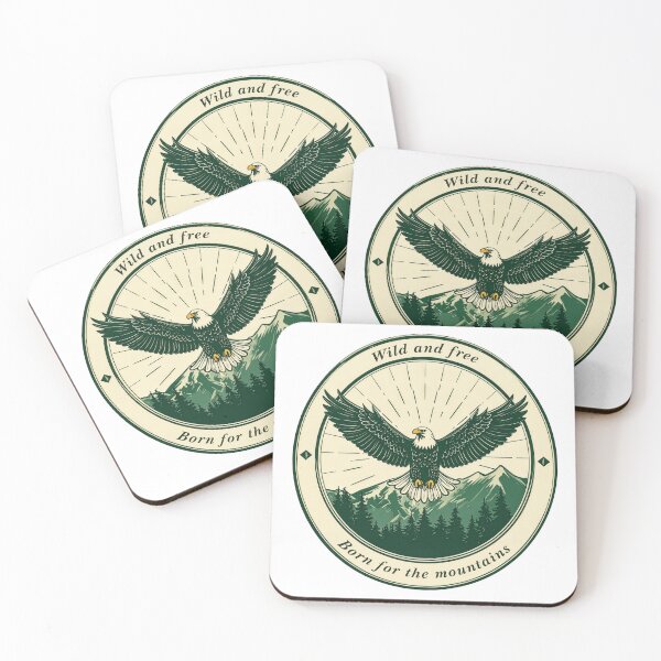 Item preview, Wild and free born for the mountains eagle badge outdoor print designed and sold by icemanphotos.