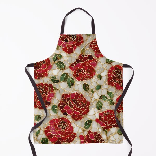 Item preview, Red Roses Blooming Stained Glass Floral Pattern designed and sold by GrinGalore.