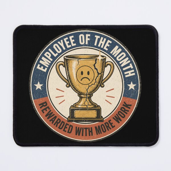 Item preview, Employee Of The Month Rewarded With More Work Funny Corporate Meme designed and sold by PixelPublishing.