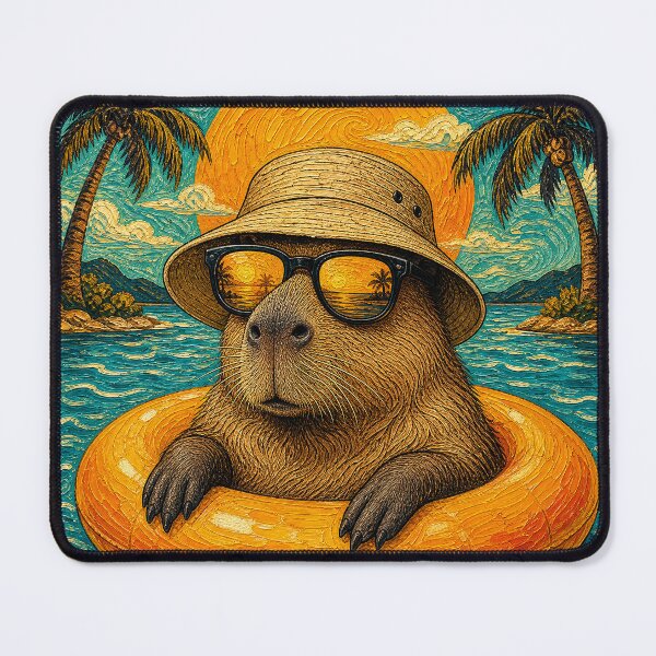 Item preview, Relaxed Capybara Summer Beach Vacation Art - Floating in Ocean designed and sold by merchxwear.