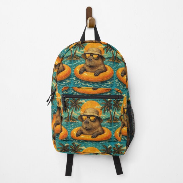 Item preview, Relaxed Capybara Summer Beach Vacation Art - Floating in Ocean designed and sold by merchxwear.