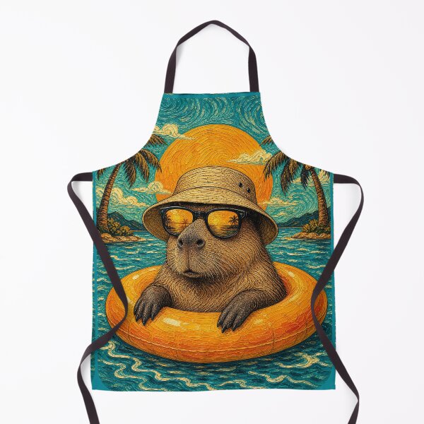 Item preview, Relaxed Capybara Summer Beach Vacation Art - Floating in Ocean designed and sold by merchxwear.