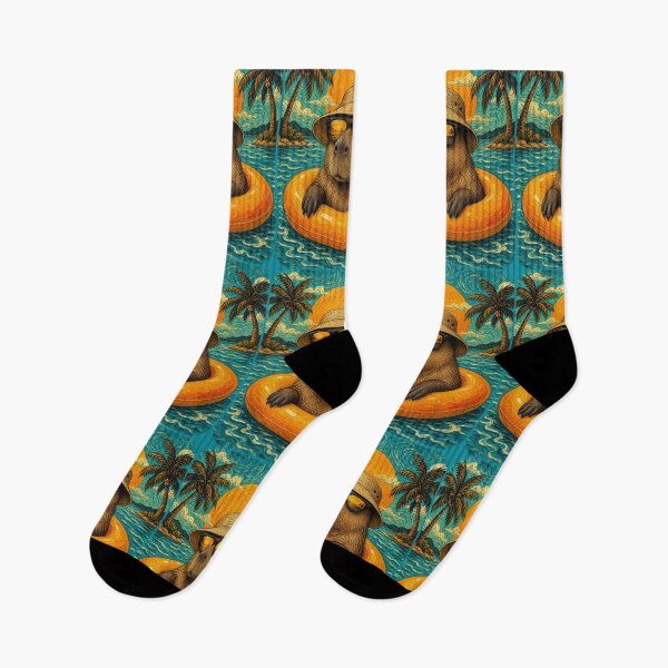 Item preview, Relaxed Capybara Summer Beach Vacation Art - Floating in Ocean designed and sold by merchxwear.