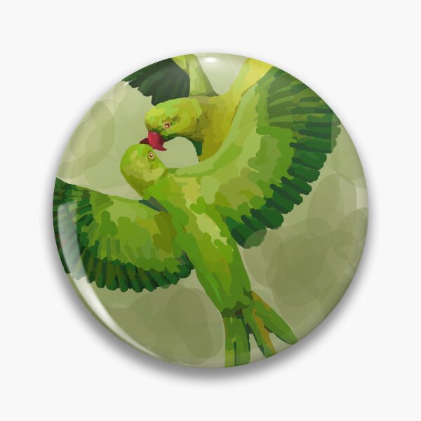 Artikelvorschau, Smaragdgrüne Umarmung – Zwei Papageien verschlingen sich im Flug entworfen und verkauft von Naine M..