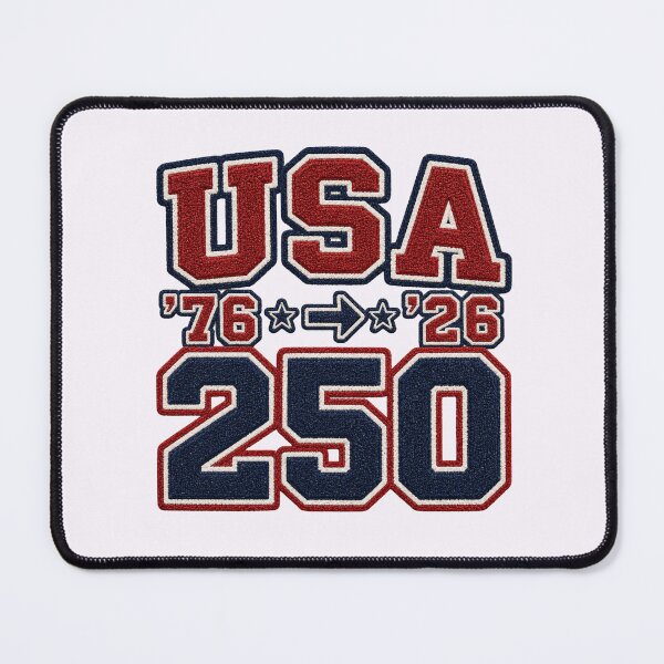 Item preview, USA 250 Patriotic Varsity Patch Chenille Style Tee designed and sold by Fanverse Merchandise.