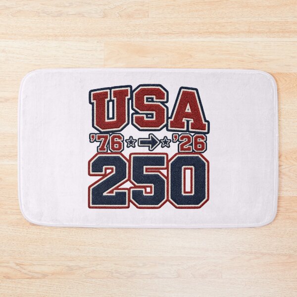 Aperçu de l'œuvre T-shirt style chenille avec écusson patriotique USA 250 créée et vendue par Fanverse Merchandise.
