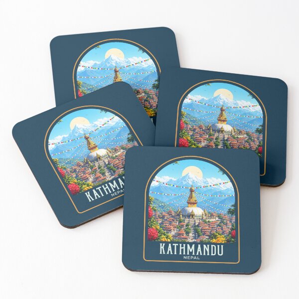 Item preview, Kathmandu Vintage Travel Illustration designed and sold by HomeLivingCo.
