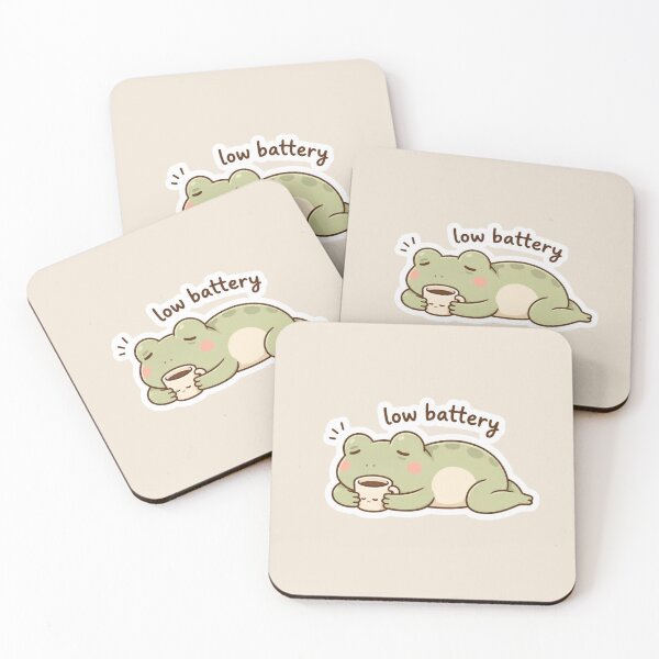 Item preview, Low Battery Frog Sticker – Cozy Funny Coffee Aesthetic designed and sold by Digital_products_0111.