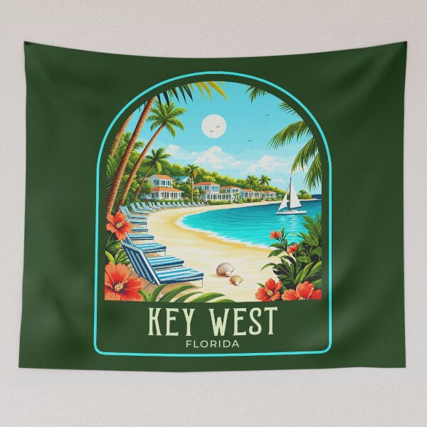 Item preview, Key West Vintage Travel Illustration designed and sold by HomeLivingCo.