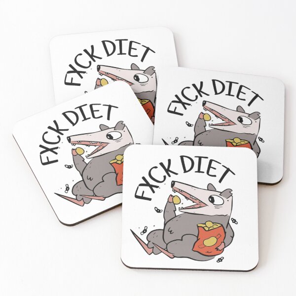 Item preview, Fxck Diet Funny Opossum Eating Potato Chips designed and sold by JossDesign15.