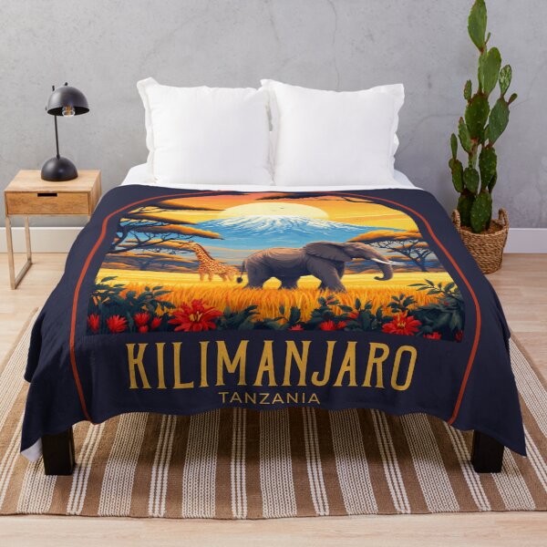 Item preview, Kilimanjaro Vintage Travel Illustration designed and sold by HomeLivingCo.