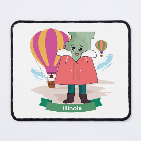 Item preview, Cute Illinois Map Character - Kawaii Prairie State City Art designed and sold by Travel.Art.