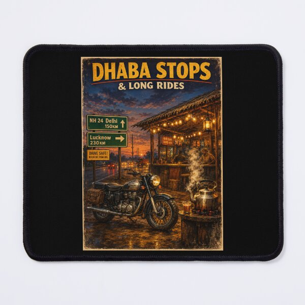 Item preview, Dhaba Stops & Long Rides Retro Motorcycle Shirt | Indian Highway Chai Road Trip Vintage Biker Design designed and sold by Globalcitytees.