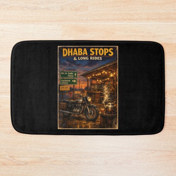 Item preview, Dhaba Stops & Long Rides Retro Motorcycle Shirt | Indian Highway Chai Road Trip Vintage Biker Design designed and sold by Globalcitytees.