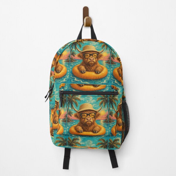 Item preview, Relaxed Highland Cow Summer Beach Vacation Art - Floating in Ocean designed and sold by merchxwear.
