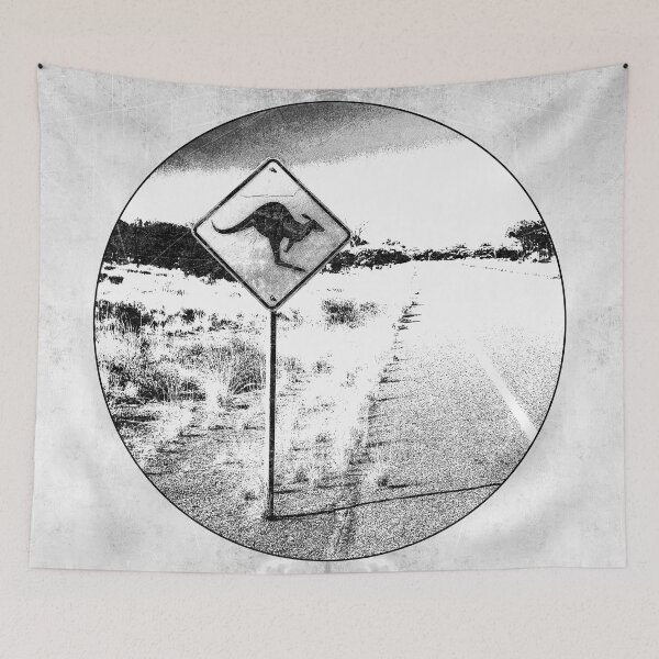 Item preview, Australian Outback Kangaroo Crossing Sign Dark Road designed and sold by Ghoul Enterprises.