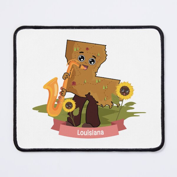 Item preview, Cute Louisiana Map Character - Kawaii Jazz Saxophone Music Art designed and sold by Travel.Art.