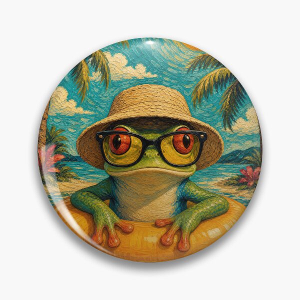 Item preview, Red-eyed Tree Frog Summer Beach Vacation Art - Floating in Ocean designed and sold by merchxwear.