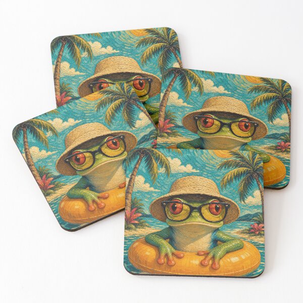 Item preview, Red-eyed Tree Frog Summer Beach Vacation Art - Floating in Ocean designed and sold by merchxwear.