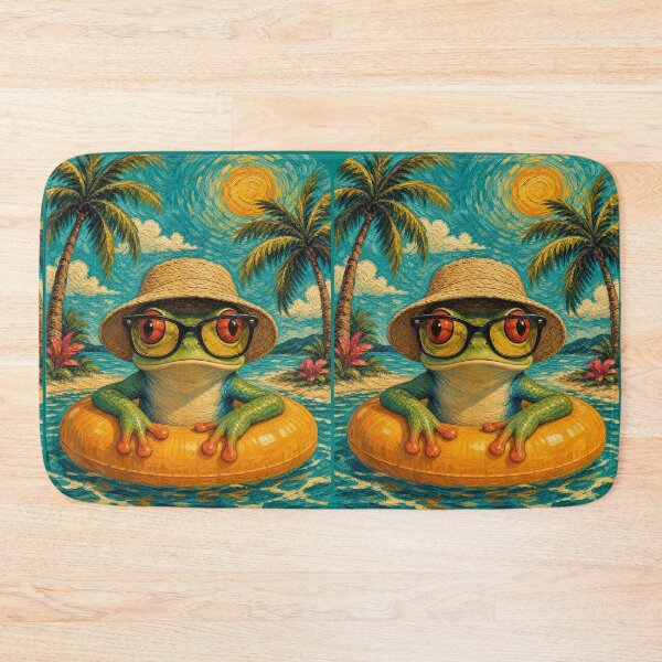 Item preview, Red-eyed Tree Frog Summer Beach Vacation Art - Floating in Ocean designed and sold by merchxwear.