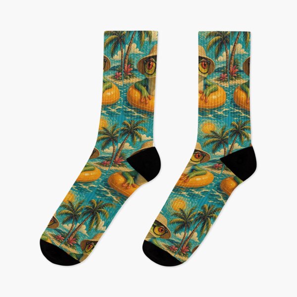 Item preview, Red-eyed Tree Frog Summer Beach Vacation Art - Floating in Ocean designed and sold by merchxwear.