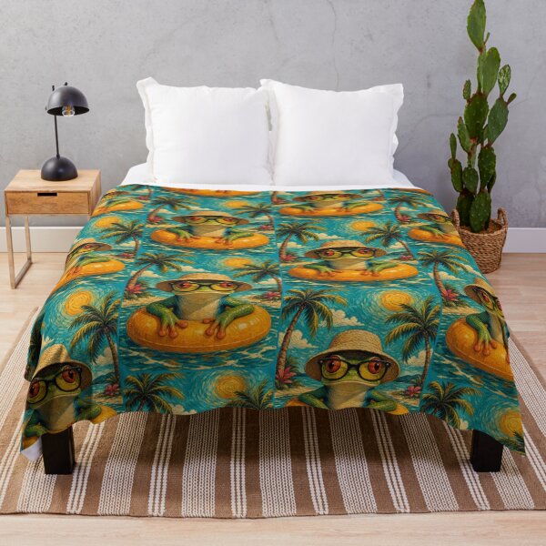Item preview, Red-eyed Tree Frog Summer Beach Vacation Art - Floating in Ocean designed and sold by merchxwear.