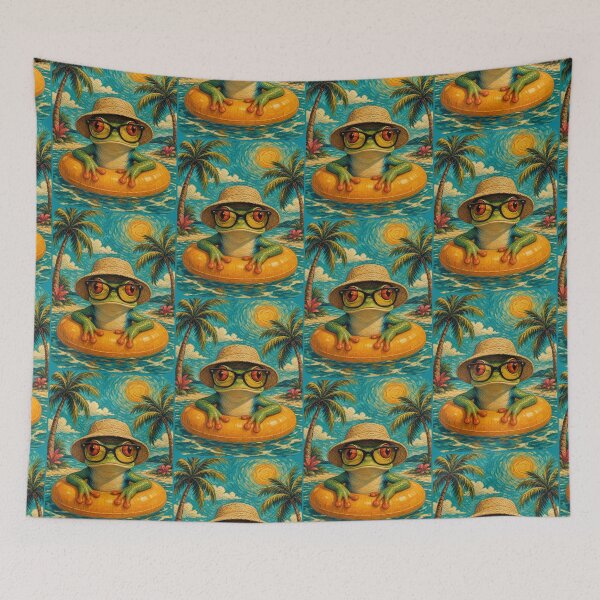 Item preview, Red-eyed Tree Frog Summer Beach Vacation Art - Floating in Ocean designed and sold by merchxwear.