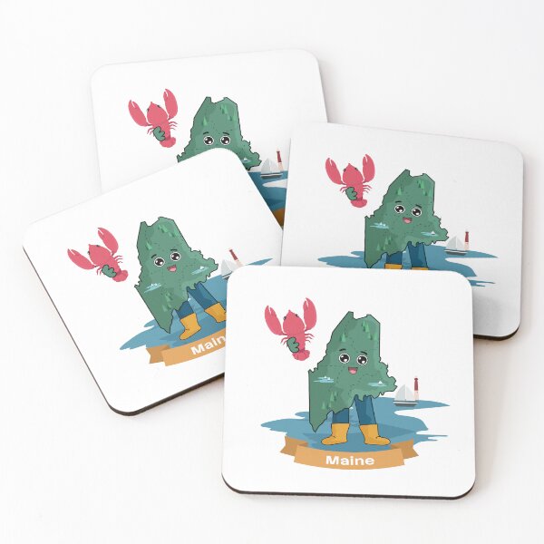 Item preview, Cute Maine Map Character - Kawaii Coastal Fisherman Nature Art designed and sold by Travel.Art.