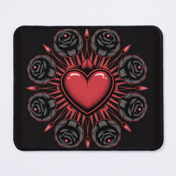 Item preview, A red heart surrounded by black roses. designed and sold by Lilashakti ⭐️ ⭐️ ⭐️ ⭐️ ⭐️.